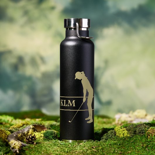 Monogram Gold Silhouette Golfer Trinkflasche (Außenbereich)