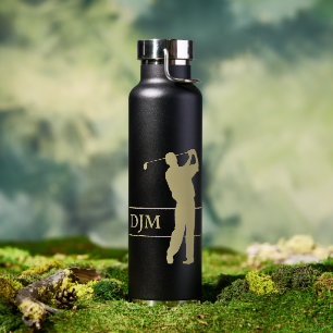 Monogram Gold Silhouette Golfer Trinkflasche