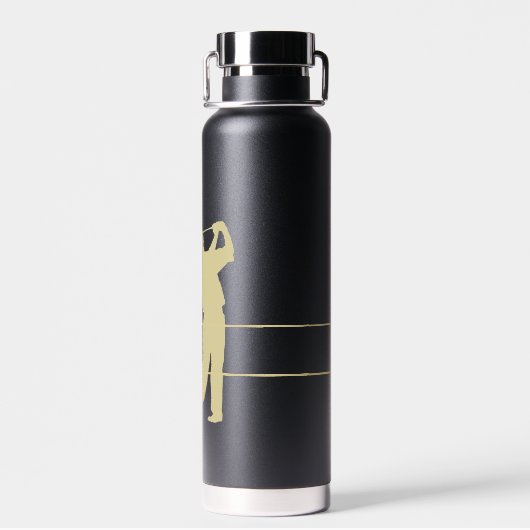 Monogram Gold Silhouette Golfer Trinkflasche (Rückseite)