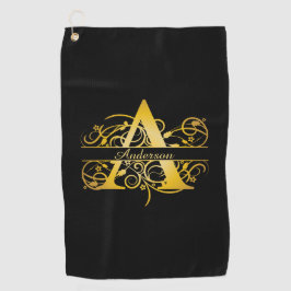 Monogram Gold-Silhouette Golfhandtuch