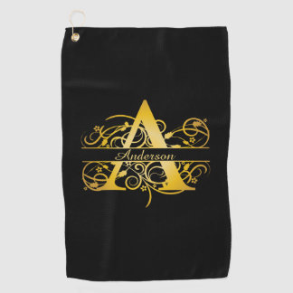 Monogram Gold-Silhouette Golfhandtuch