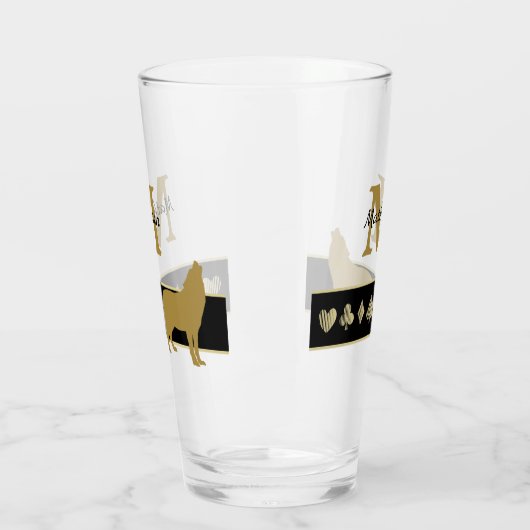 Monogram Gold Silhouette Howling Wolf Glas (Links)