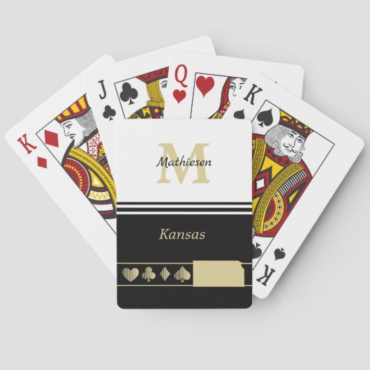 Monogram Gold Silhouette Kansas Spielkarten (Rückseite)
