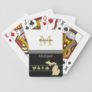 Monogram Gold Silhouette Michigan Spielkarten