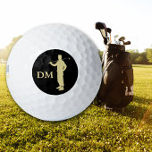 Monogram Gold Silhouette Old Time Golfer Golfball