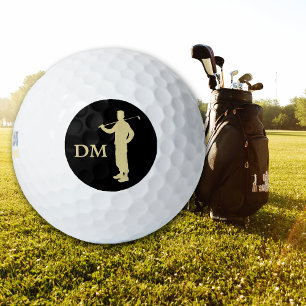 Monogram Gold Silhouette Old Time Golfer Golfball