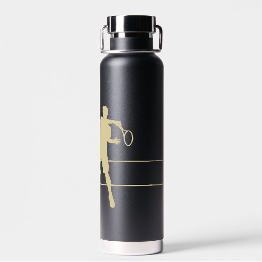 Monogram Gold Silhouette Tennis Player Trinkflasche (Rückseite)