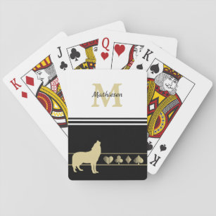 Monogram Gold Silhouette Wolf Spielkarten