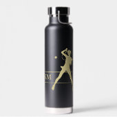 Monogram Gold Silhouette Woman Tennis Player Trinkflasche (Links)
