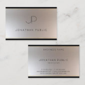 Monogram Gold Silver Elegant Modernes Template Lux Visitenkarte (Vorne/Hinten)