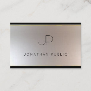 Monogram Gold Silver Elegant Modernes Template Lux Visitenkarte