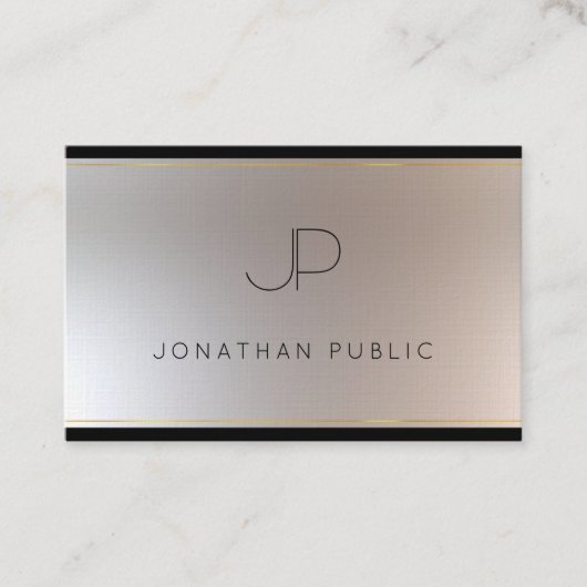 Monogram Gold Silver Elegant Modernes Template Lux Visitenkarte (Vorderseite)