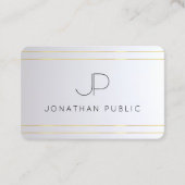 Monogram Gold Silver Elegant Template Visitenkarte (Vorderseite)