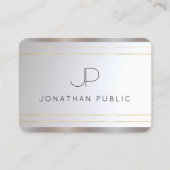 Monogram Gold Silver Elegante Template Moderne Visitenkarte (Vorderseite)