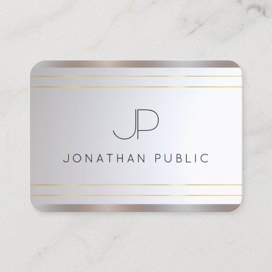 Monogram Gold Silver Elegante Template Moderne Visitenkarte (Vorderseite)