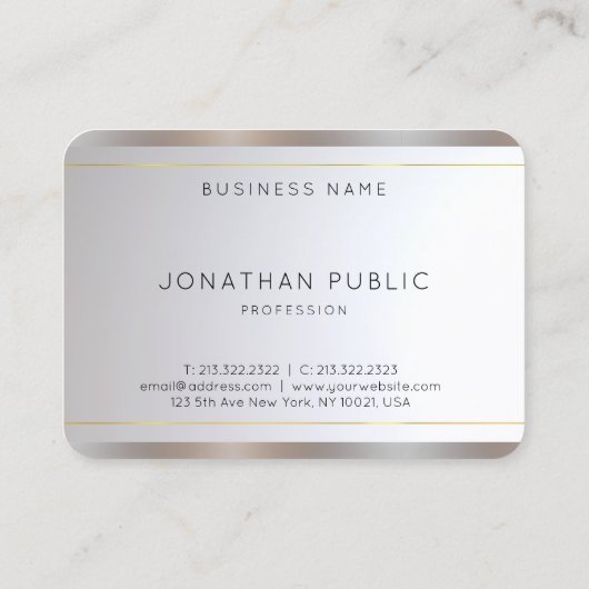 Monogram Gold Silver Elegante Template Moderne Visitenkarte (Rückseite)