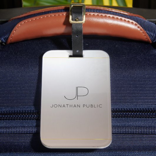 Monogram Gold Silver Look Elegant Moderne Gepäckanhänger (Vorderseite Insitu 2)