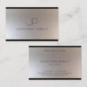 Monogram Gold Silver Look Elegante Moderne Vorlage Visitenkarte (Vorne/Hinten)