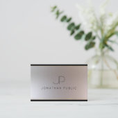 Monogram Gold Silver Look Elegante Moderne Vorlage Visitenkarte (Stehend Vorderseite)