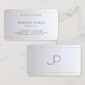 Monogram Gold Silver Rounded Elegant Template Visitenkarte (Vorne/Hinten)
