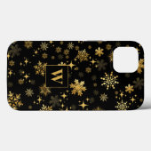 Monogram Gold Snowflakes und Stars Case-Mate iPhone Hülle (Rückseite (Horizontal))