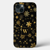 Monogram Gold Snowflakes und Stars Case-Mate iPhone Hülle (Rückseite)