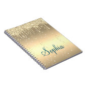 Monogram Gold Sparkle Dripping Glitzer Metallic Notizblock (Rechte Seite)