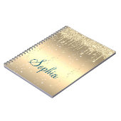 Monogram Gold Sparkle Dripping Glitzer Metallic Notizblock (Linke Seite)