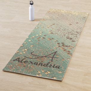 Monogram Gold Stardust auf Sea Green Yogmat Yogamatte
