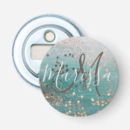 Monogram Gold Stars auf Aquamarinen Flaschenöffner