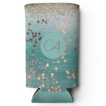 Monogram Gold Stars auf Aquamarinen