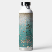 Monogram Gold Stars auf Aquamarinen Trinkflasche (links)