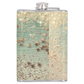 Monogram Gold Stars auf Sea Green Flask Flachmann (Rückseite)