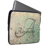 Monogram Gold Stars auf Sea Green Laptopschutzhülle (Vorne Rechts)