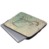 Monogram Gold Stars auf Sea Green Laptopschutzhülle (Vorne Knopf)