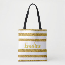 Monogram Gold Strip Tote Bag Tasche