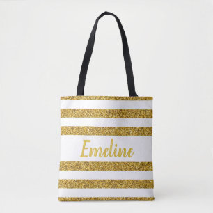 Monogram Gold Strip Tote Bag Tasche