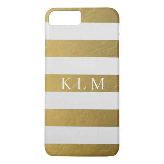 Monogram Gold Stripe Glam Case-Mate iPhone Hülle (Rückseite)