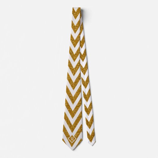 Monogram Gold Stripes Glitzer Muster Männer Design Krawatte (Vorderseite)
