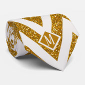 Monogram Gold Stripes Glitzer Muster Männer Design Krawatte (Gerollt)