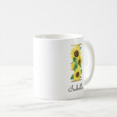 Monogram Gold Sunflower Floral Initial I Kaffeetasse (VorderseiteRechts)