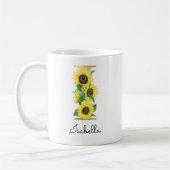 Monogram Gold Sunflower Floral Initial I Kaffeetasse (Links)