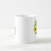 Monogram Gold Sunflower Girly Floral Initial G Kaffeetasse (Mittel)