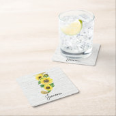 Monogram Gold Sunflower Girly Floral Initial J Rechteckiger Pappuntersetzer (Vor Ort)