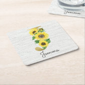 Monogram Gold Sunflower Girly Floral Initial J Rechteckiger Pappuntersetzer (angewinkelt)