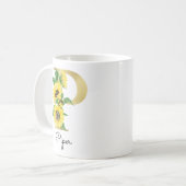 Monogram Gold Sunflower Girly Floral Initial P Kaffeetasse (Vorderseite Links)