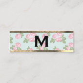 Monogram Gold Trim | Rose und Polka-Punkte Mini Visitenkarte (Vorderseite)