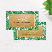 Monogram Gold Tropical Blätter Business Cards (Schreibtisch)
