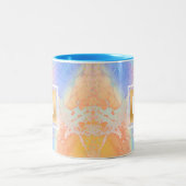 Monogram gold türkis orange lila Aquarellfarbe Zweifarbige Tasse (Mittel)