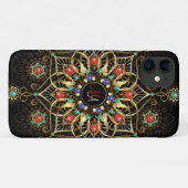 Monogram Gold Turquiose Red Mandala Jewel Case-Mate iPhone Hülle (Rückseite (Horizontal))